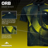 *Mission Darts Orb Dart Shirt - Collarless - Lightweight - Black & Yellow - Youth - view 3