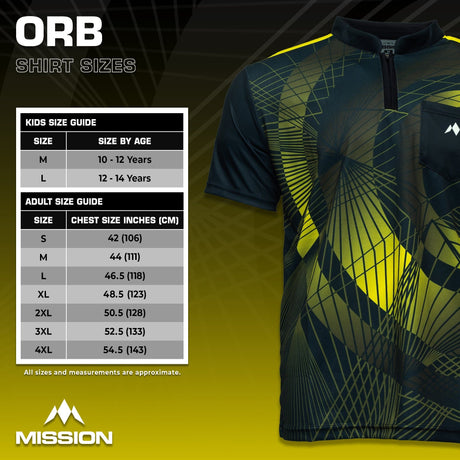 *Mission Darts Orb Dart Shirt - Collarless - Lightweight - Black & Yellow - Youth - view 5