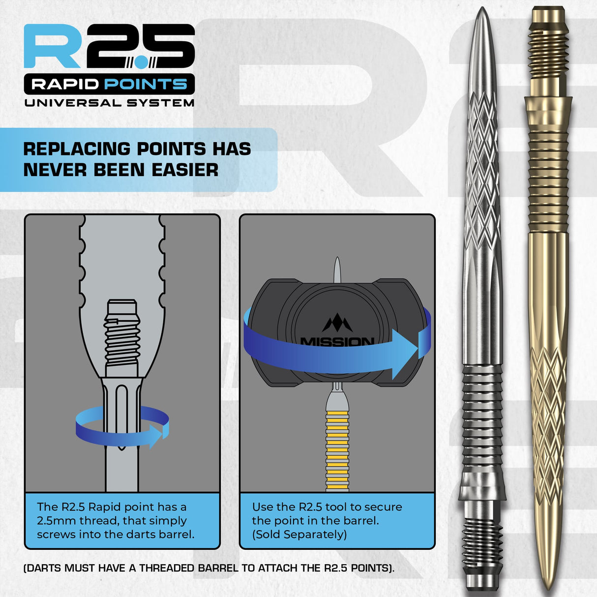 Mission R2.5 Rapid Dart Points - Steel Tip - DSX - view 7