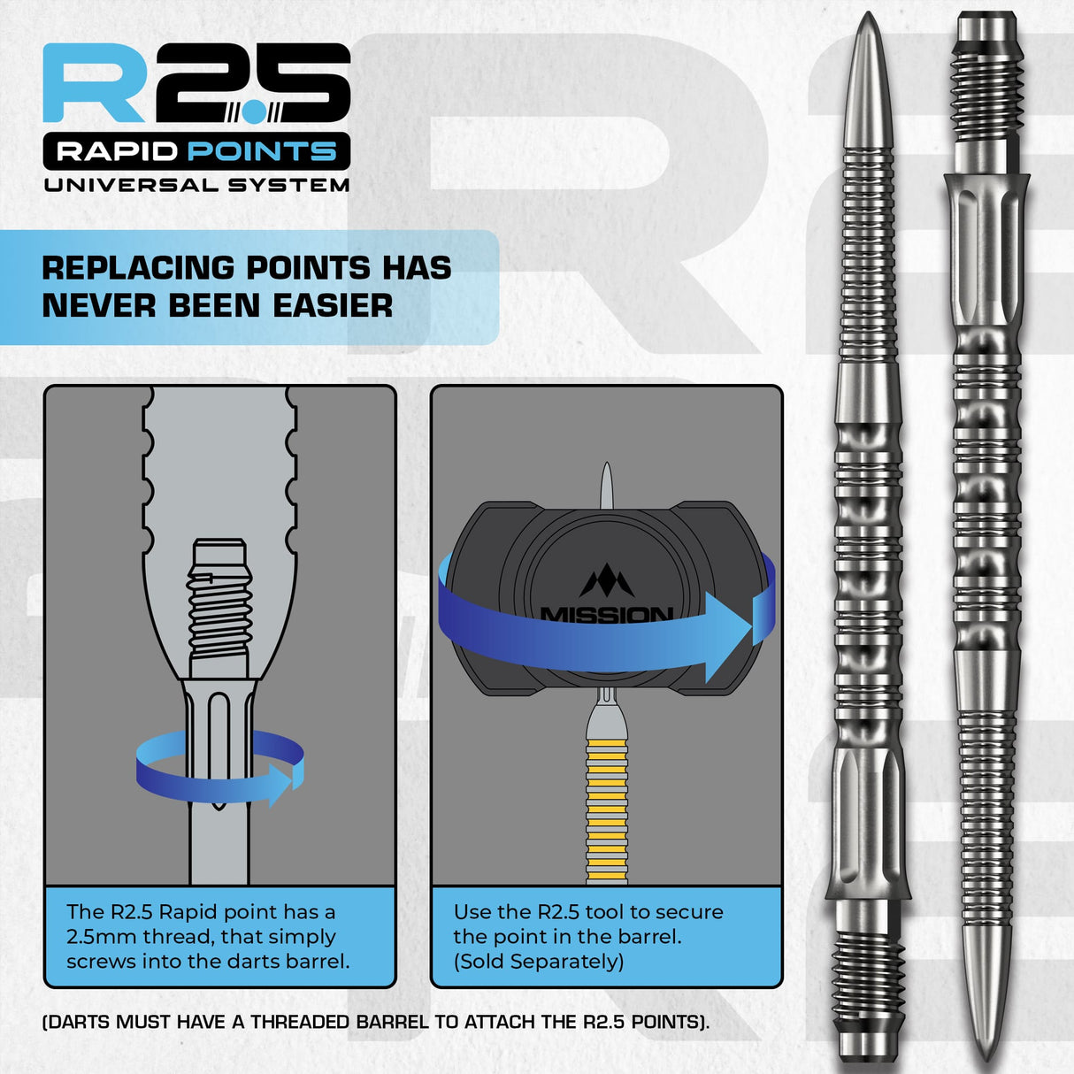 Mission R2.5 Rapid Dart Points - Steel Tip - GV2 - view 5