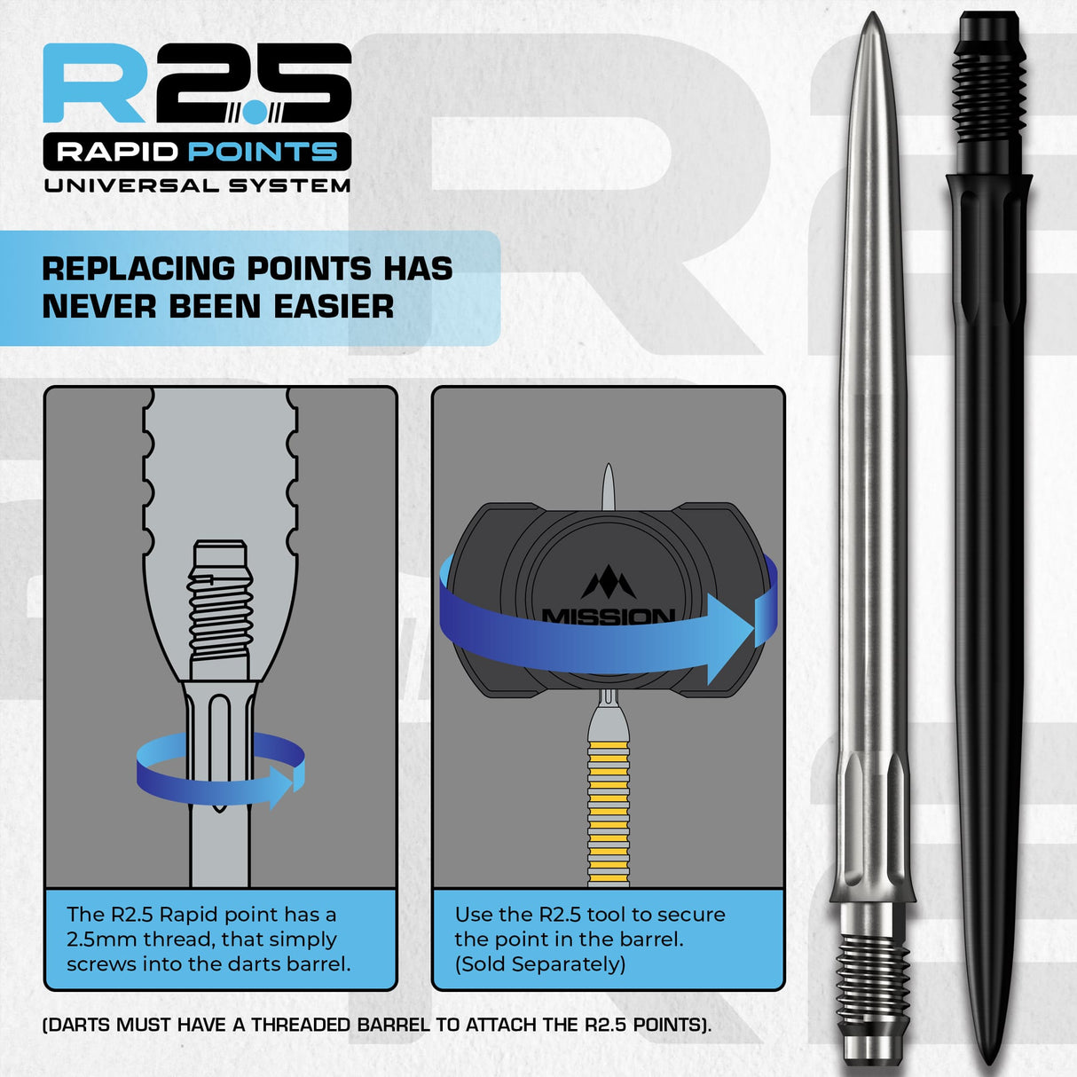 Mission R2.5 Rapid Dart Points - Steel Tip - SM1 - view 6
