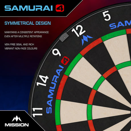 Mission Samurai 4 Dartboard - Professional - Knife Wire - Black Spider - view 3