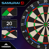 Mission Samurai 4 Dartboard - Professional - Knife Wire - Black Spider - view 4