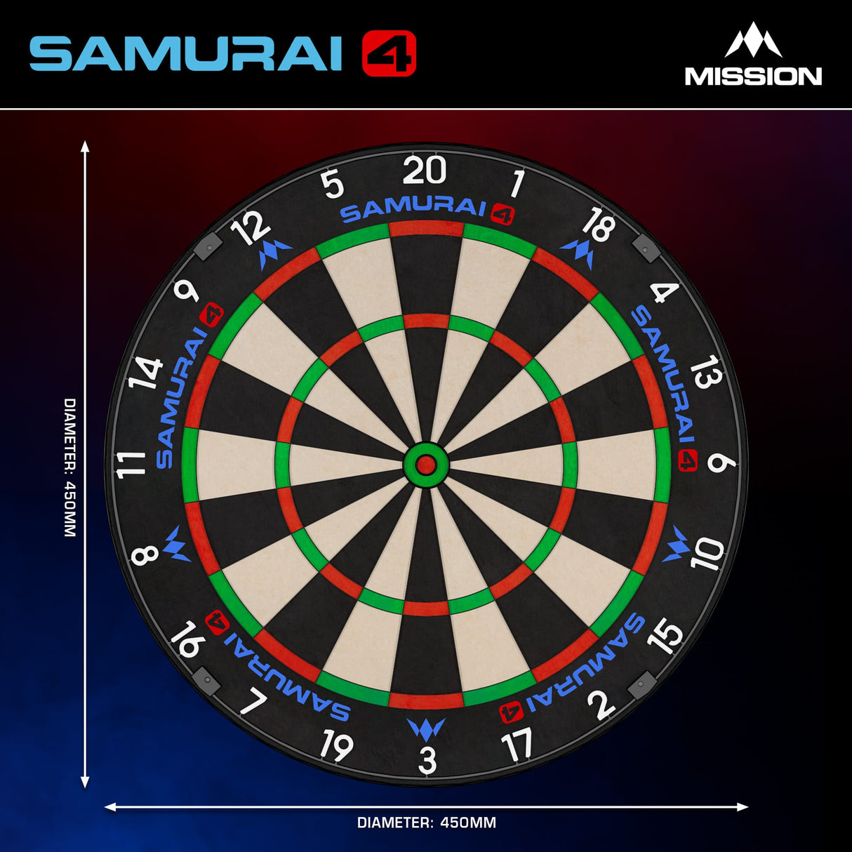 Mission Samurai 4 Dartboard - Professional - Knife Wire - Black Spider - view 5