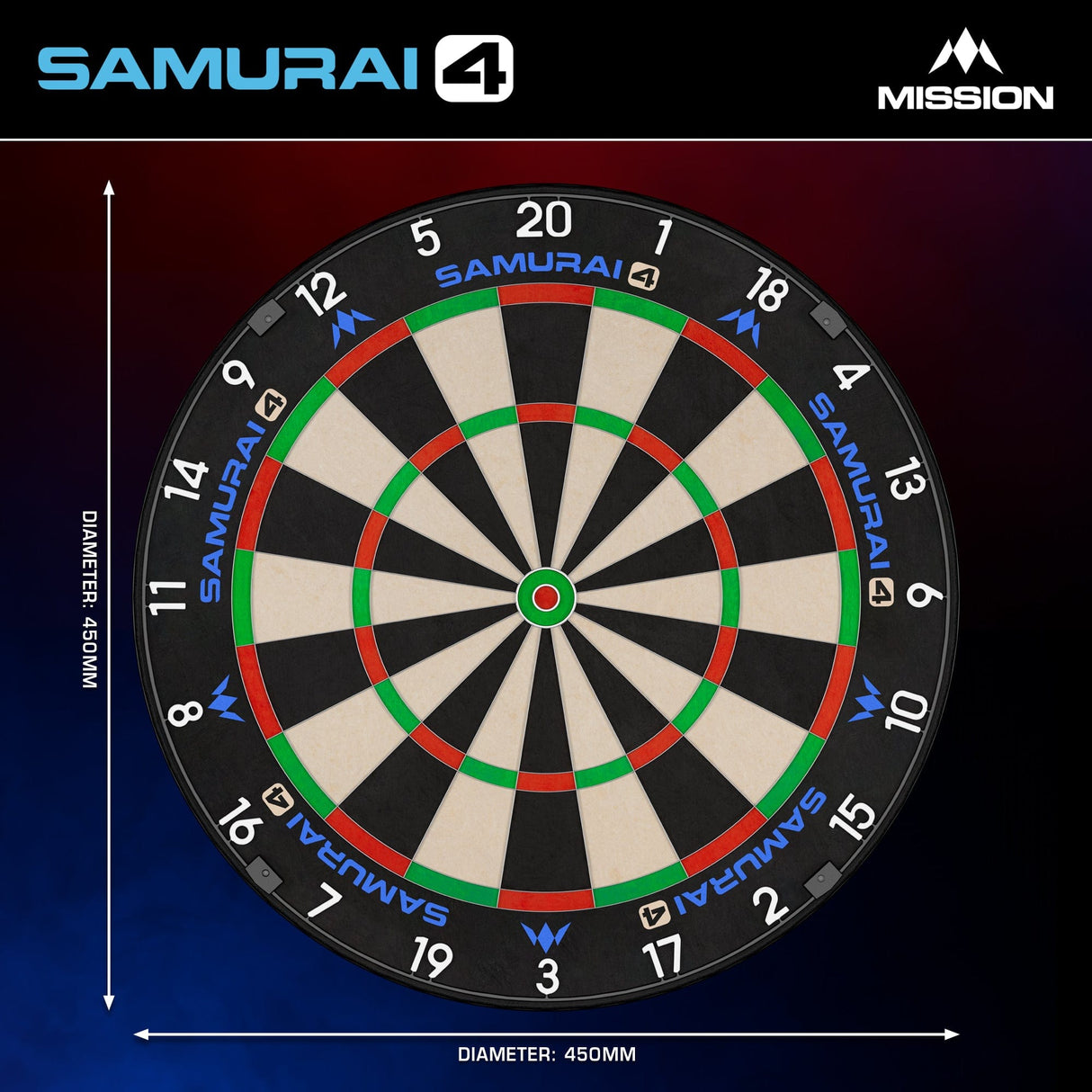Mission Samurai 4 Dartboard - Professional - Knife Wire - White Spider - view 5