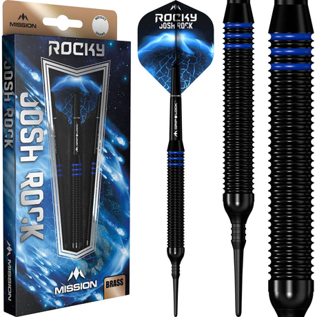 *Mission Josh Rock Darts - Soft Tip - Brass - Rocky - Black & Blue - view 2