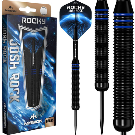 *Mission Josh Rock Darts - Steel Tip - Brass - Rocky - Black & Blue - view 2