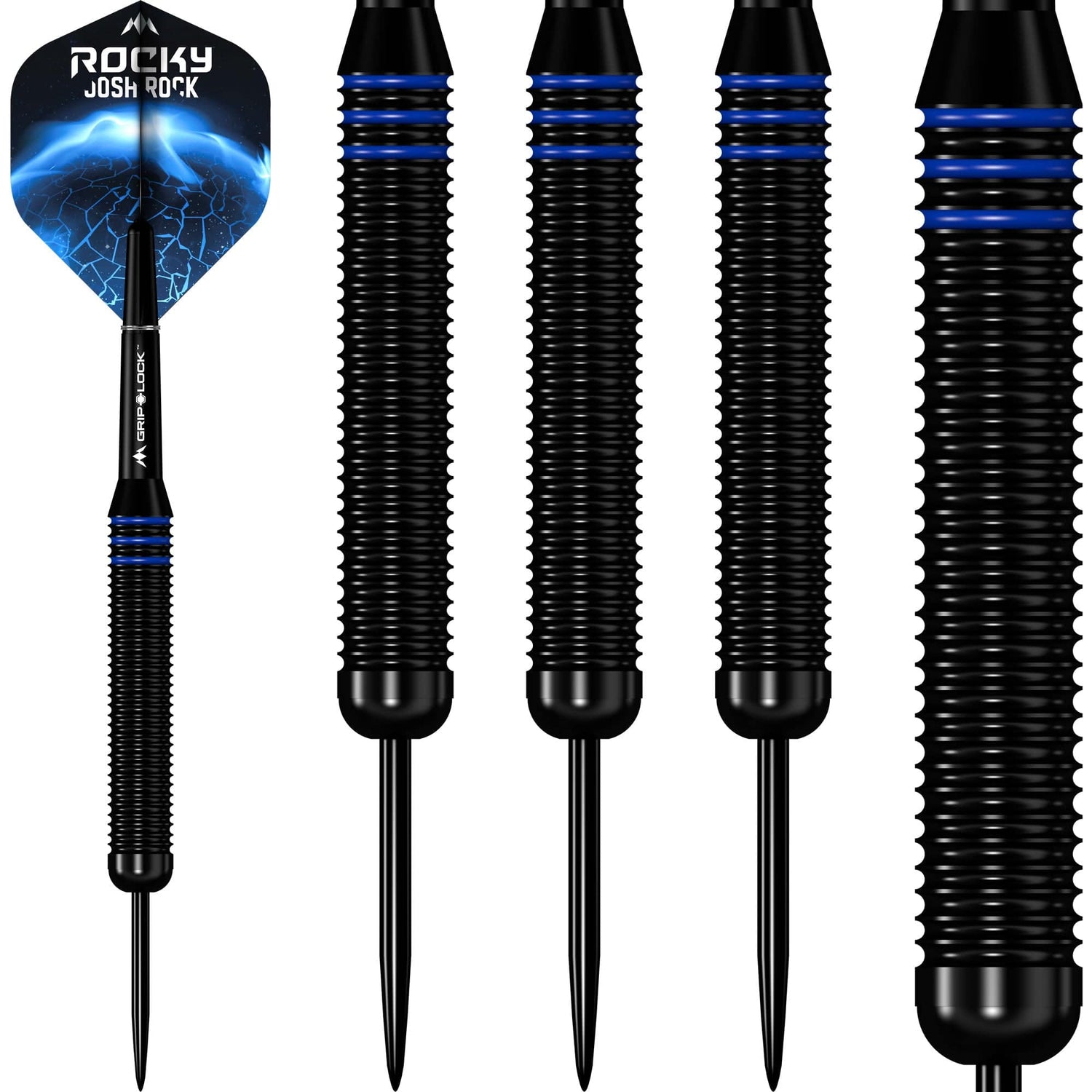 *Mission Josh Rock Darts - Steel Tip - Brass - Rocky - Black & Blue - view 4