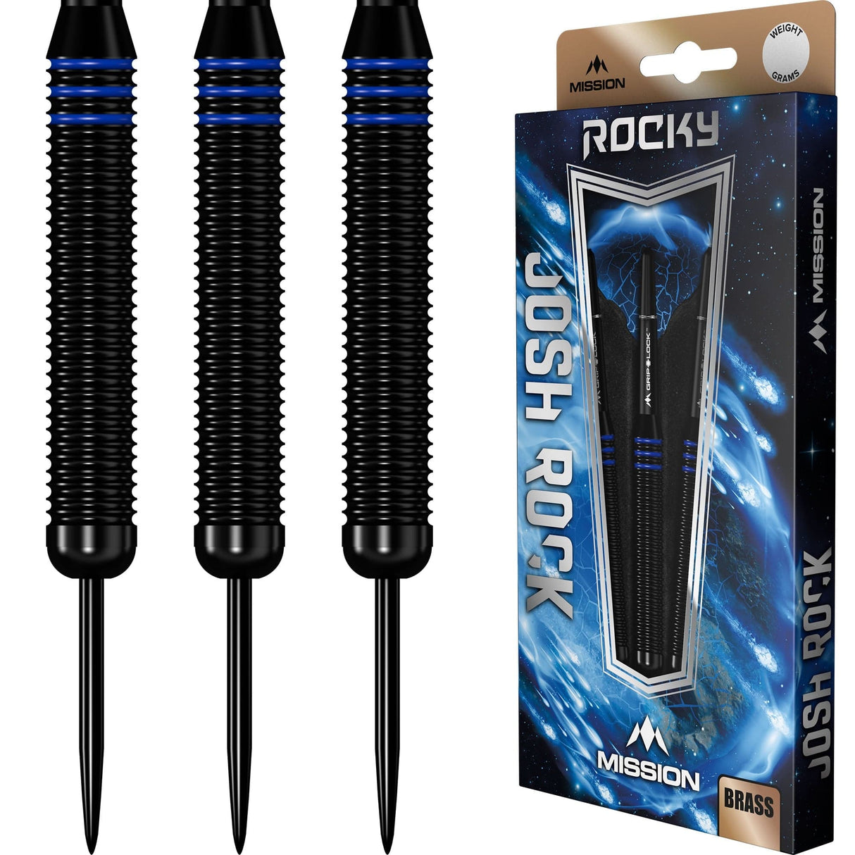 *Mission Josh Rock Darts - Steel Tip - Brass - Rocky - Black & Blue - view 5