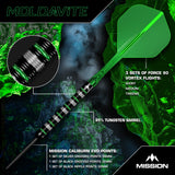 Mission Moldavite Darts - Steel Tip - 95% Tungsten - Black & Green - view 2