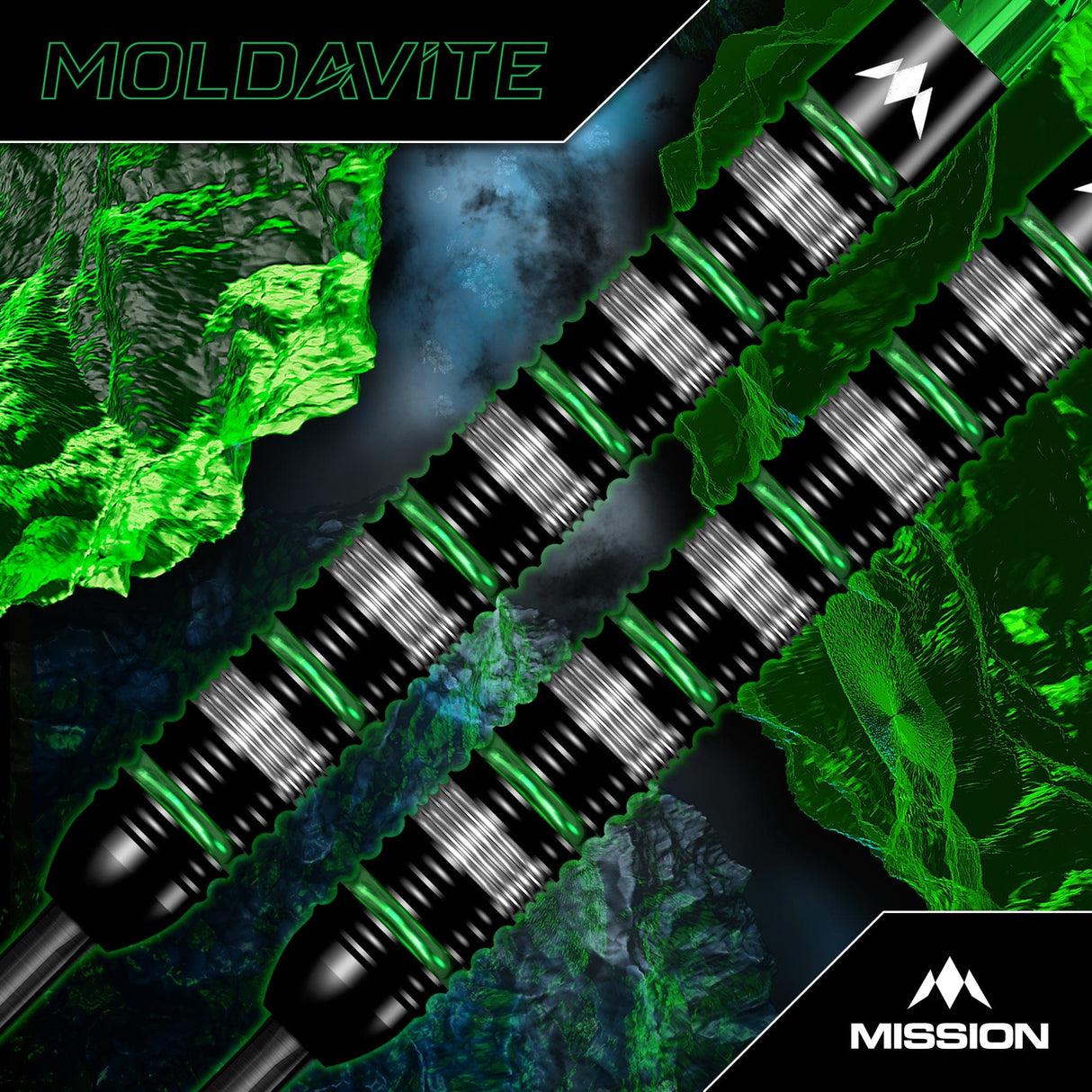 Mission Moldavite Darts - Steel Tip - 95% Tungsten - Black & Green - view 3