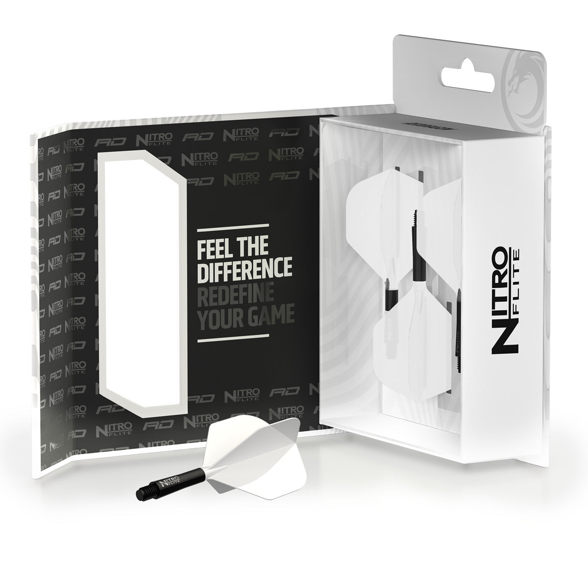 Red Dragon Nitro Flite Integrated Flight & Shaft White & Black - view 4