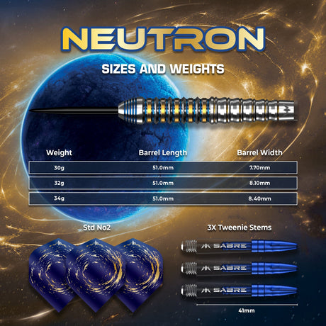 Mission Neutron Darts - Steel Tip - 95% Tungsten - Blue & Gold PVD - view 4