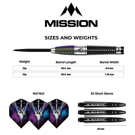 Mission Occult Darts - Steel Tip - 90% - Black & Coral PVD - view 8
