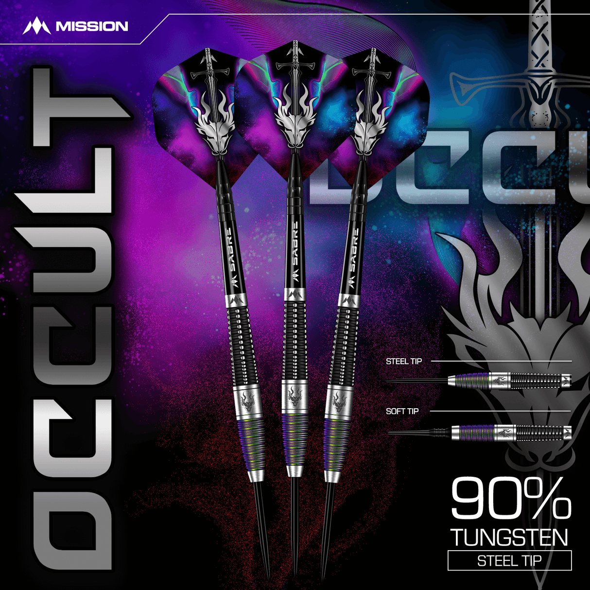 Mission Occult Darts - Soft Tip - 90% - Black & Coral PVD - view 10