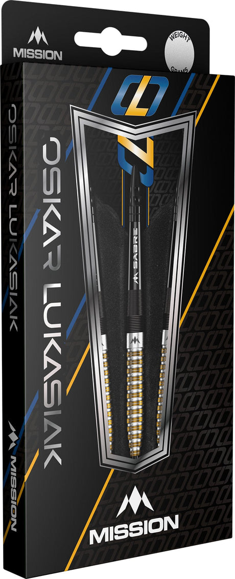 Mission Oskar Lukasiak Darts - Steel Tip - 95% Tungsten - Black & Gold PVD - The Darts Shop
