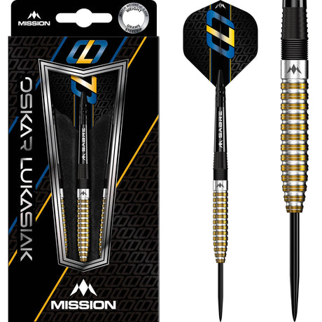 Mission Oskar Lukasiak Darts - Steel Tip - 95% Tungsten - Black & Gold PVD - The Darts Shop