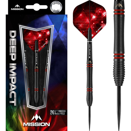 *Mission Deep Impact Darts - Steel Tip - Black - M5 - Red