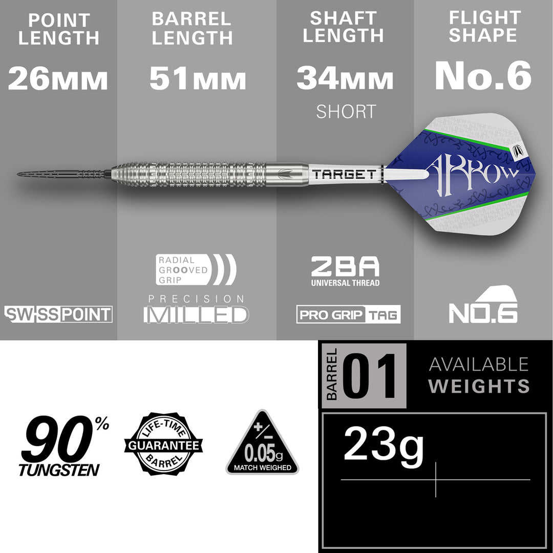 Shane McGuirk 90% Tungsten SP Steel Tip Darts by Target - The Darts Shop