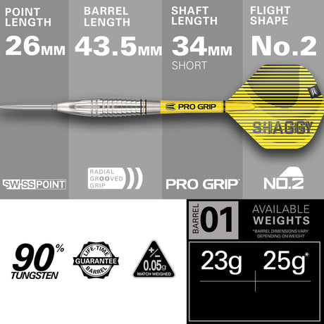 Scott Williams G1 90% Tungsten Swiss Steel Tip Darts by Target - The Darts Shop