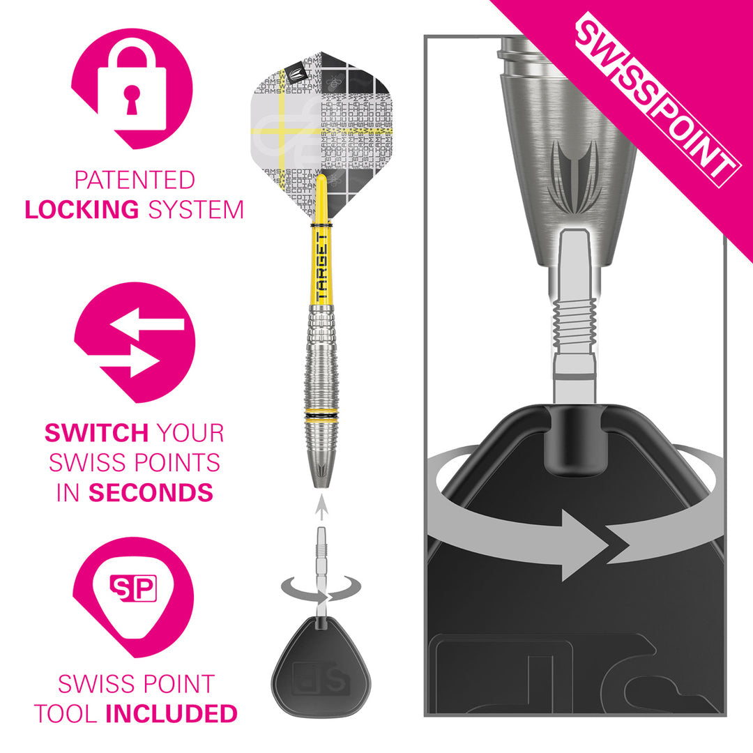 Scott Williams G2 90% Tungsten SP Steel Tip Darts by Target