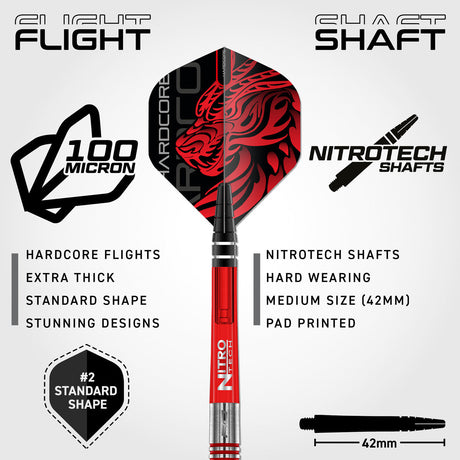 Jonny Clayton Original 2.0 90% Tungsten Steel Tip Darts by Red Dragon - view 3