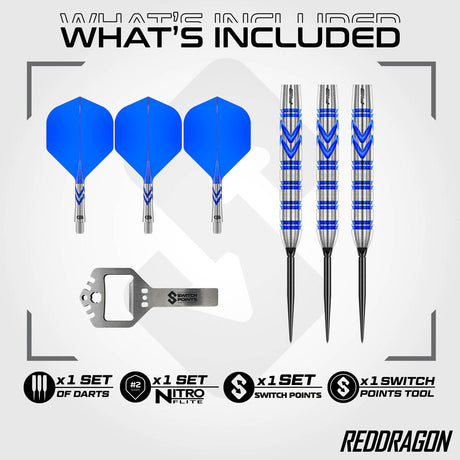 Red Dragon Gerwyn Price Blue Original Switch Point 90% Tungsten Steel Tip Darts - view 2