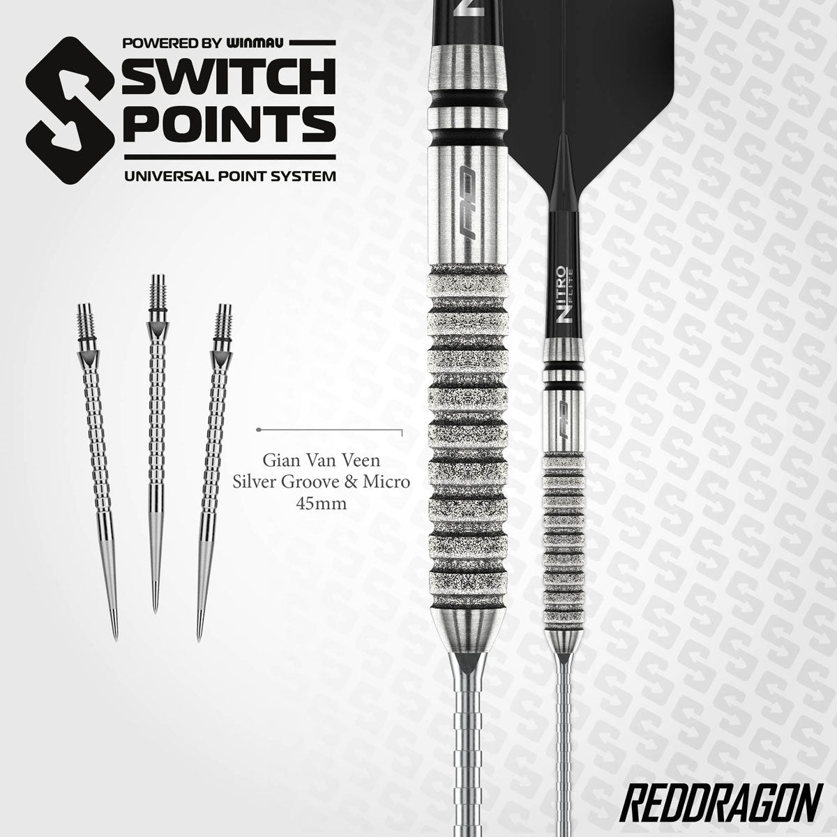 Red Dragon Gian van Veen Tour Edition Switch Point 90% Tungsten Steel Tip Darts - view 5