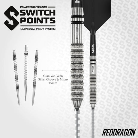 Red Dragon Gian van Veen Tour Edition Switch Point 90% Tungsten Steel Tip Darts - view 5
