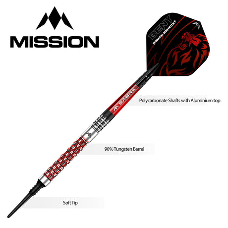 *Mission Roman Benecky Darts - Soft Tip - Black & Red - 18g - view 5
