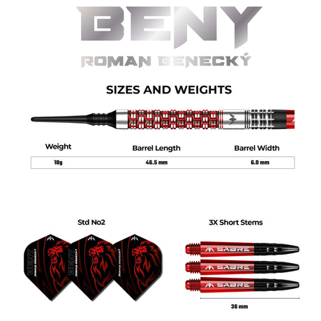 *Mission Roman Benecky Darts - Soft Tip - Black & Red - 18g - view 6