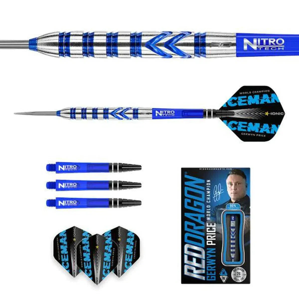 Red Dragon Gerwyn Price Blue Originals 90% Tungsten Steel Tip Darts