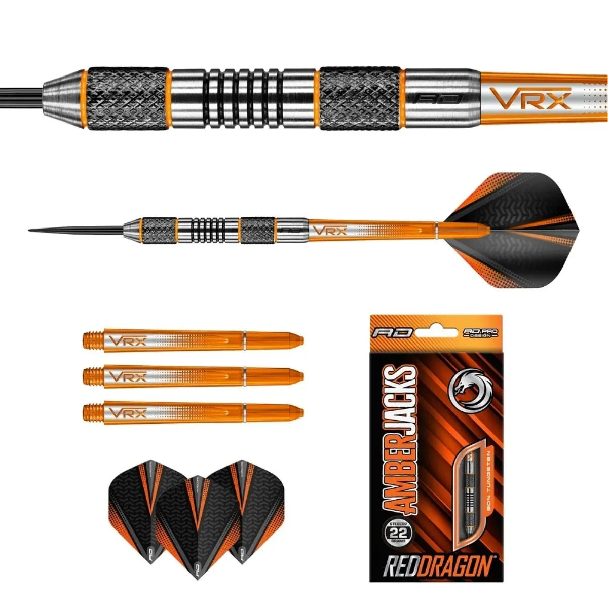 Red Dragon Amberjack 5 90% Tungsten Steel Tip Darts