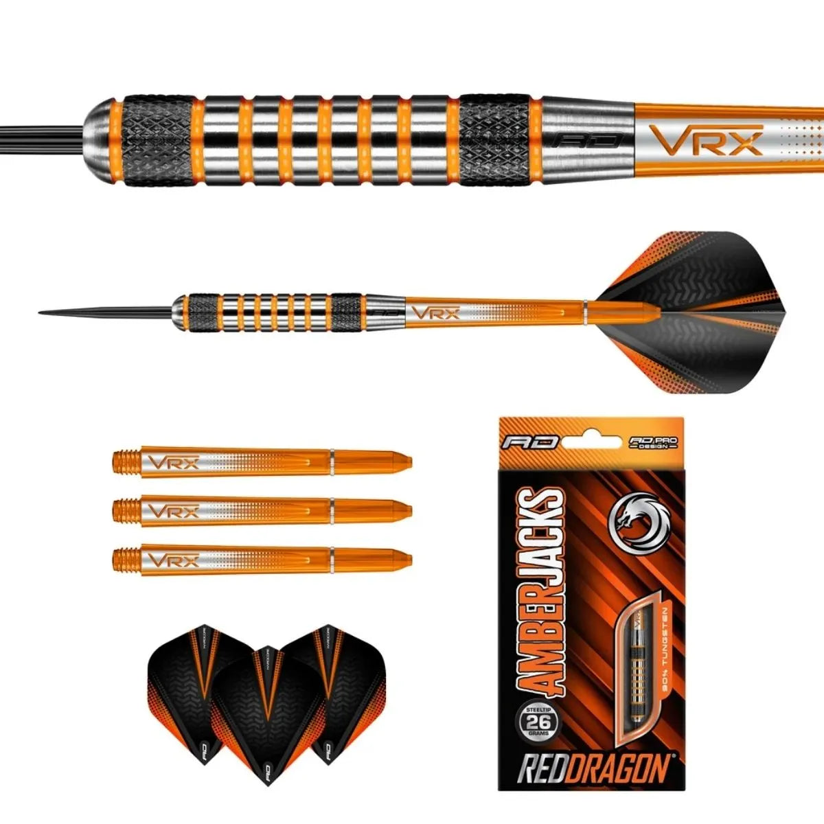 Red Dragon Amberjack 7 90% Tungsten Steel Tip Darts