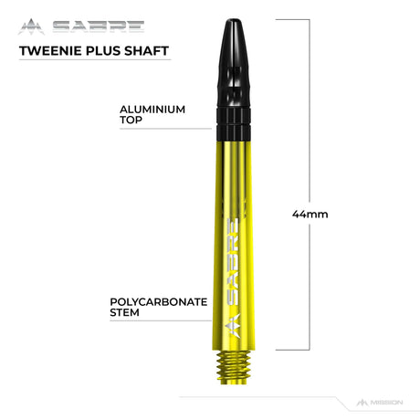 *Mission Sabre Shafts - Polycarbonate Dart Stems - Yellow - Black Top - view 9