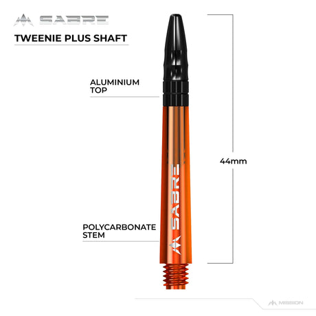 *Mission Sabre Shafts - Polycarbonate Dart Stems - Orange - Black Top - view 9