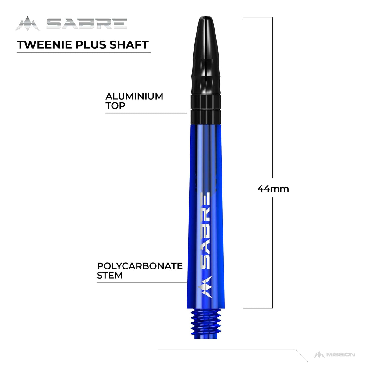 *Mission Sabre Shafts - Polycarbonate Dart Stems - Blue - Black Top - view 9