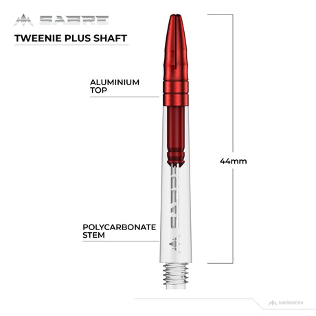 *Mission Sabre Shafts - Polycarbonate Dart Stems - Clear - Red Top - view 6