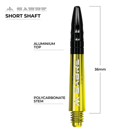*Mission Sabre Shafts - Polycarbonate Dart Stems - Yellow - Black Top - view 8