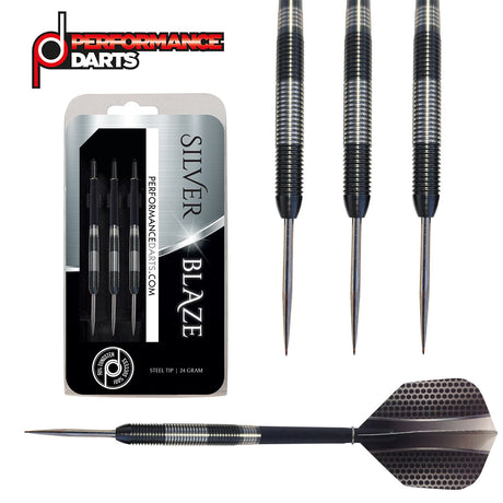 Performance Darts Silver Blaze 90% Tungsten Steel Tip Darts