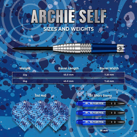 Mission Archie Self Darts - Steel Tip - 90% Tungsten - Blue & Silver - view 5