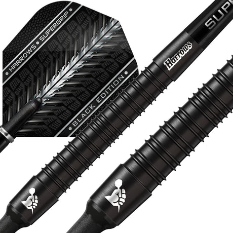 Harrows Supergrip Black Edition 90% Tungsten Soft Tip Darts - view 2