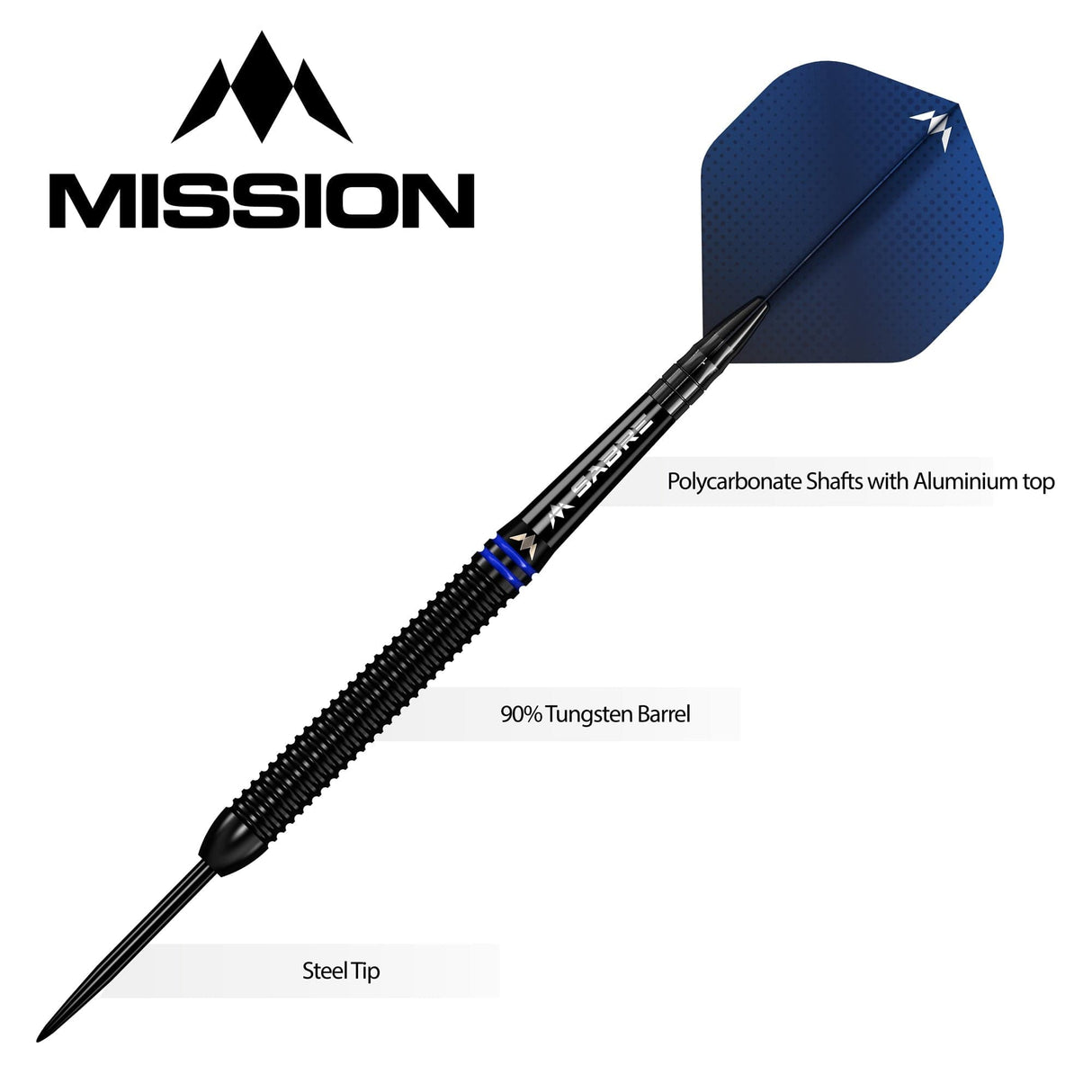 Mission Tavis Dudeney Darts - Steel Tip - 90% Tungsten - Black PVD - view 3