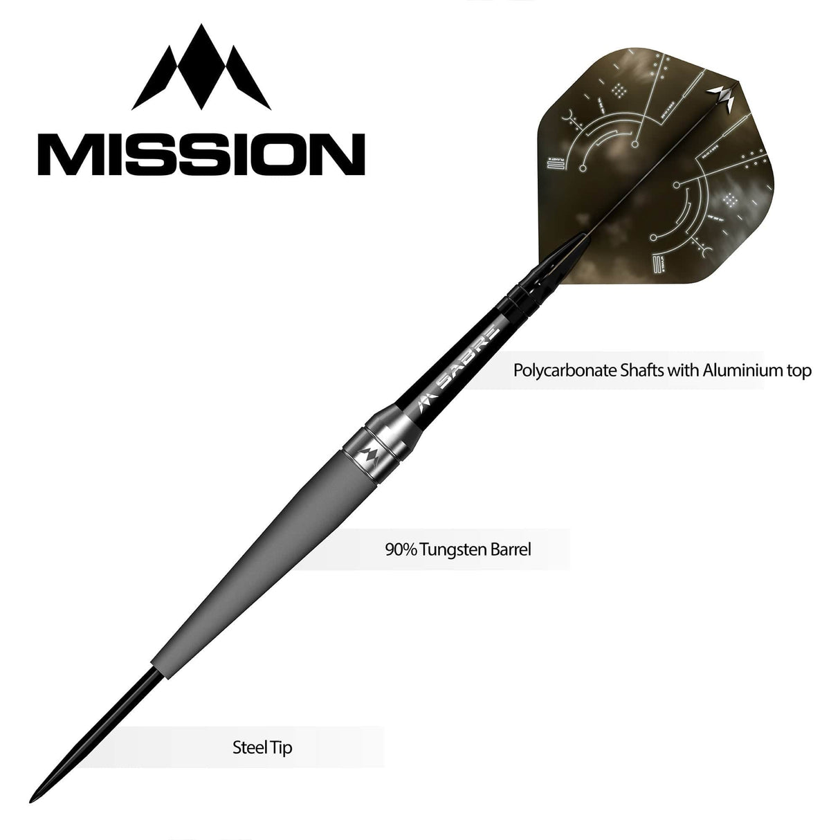Mission Saturn Darts - Steel Tip - 90% Tungsten - Titan - view 3