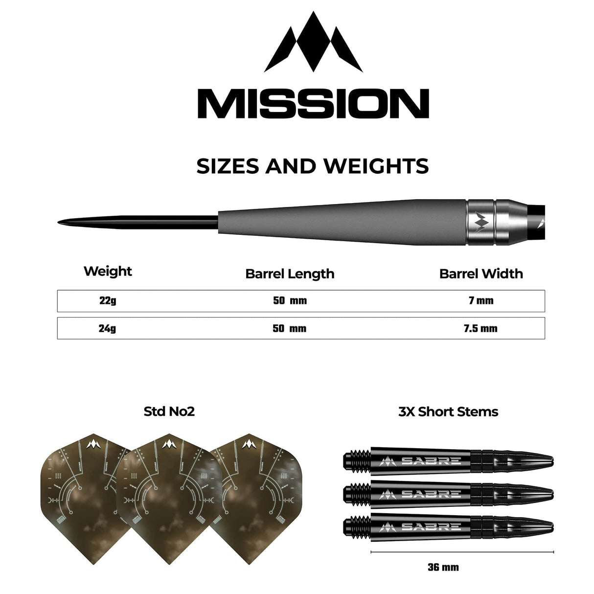Mission Saturn Darts - Steel Tip - 90% Tungsten - Titan - view 4