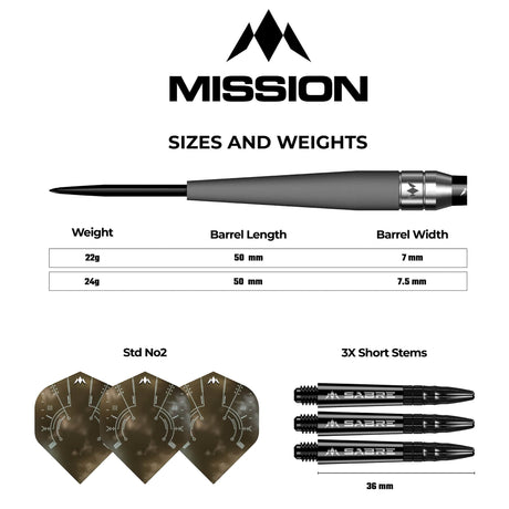 Mission Saturn Darts - Steel Tip - 90% Tungsten - Titan - view 4