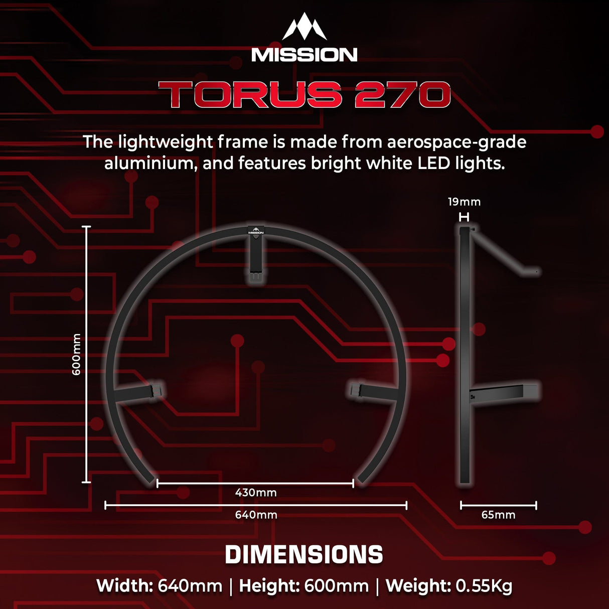 Mission Torus 270 - Dartboard Lighting - USB-C - view 4