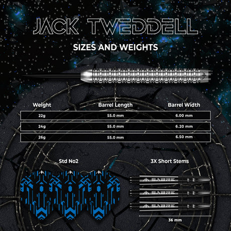 Mission Jack Tweddell Darts - Steel Tip - 95% Tungsten -  Silver - view 5