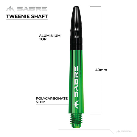 *Mission Sabre Shafts - Polycarbonate Dart Stems - Green - Black Top - view 7