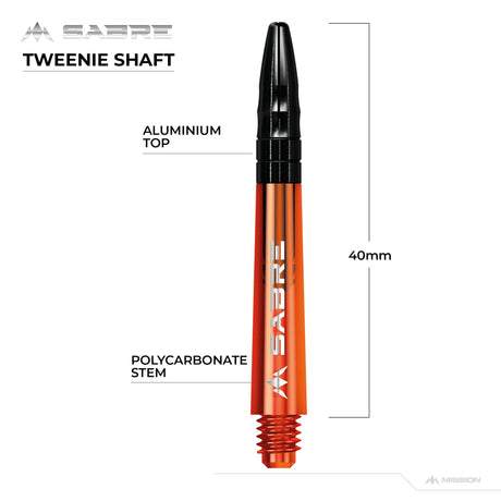 *Mission Sabre Shafts - Polycarbonate Dart Stems - Orange - Black Top - view 7